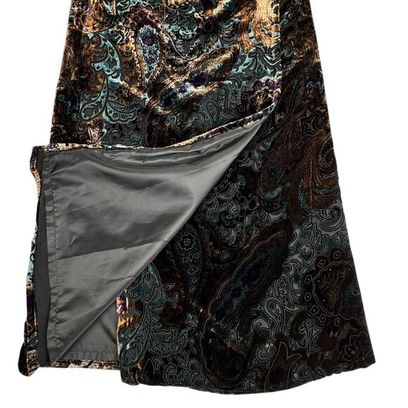Tasha Polizzi Velvet Burnout Maxi Wrap Skirt M Western Fairy Whimsigoth Paisley - Picture 5 of 11